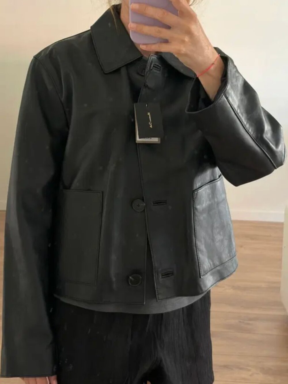 NWT Massimo Dutti Leather Jacket Black S